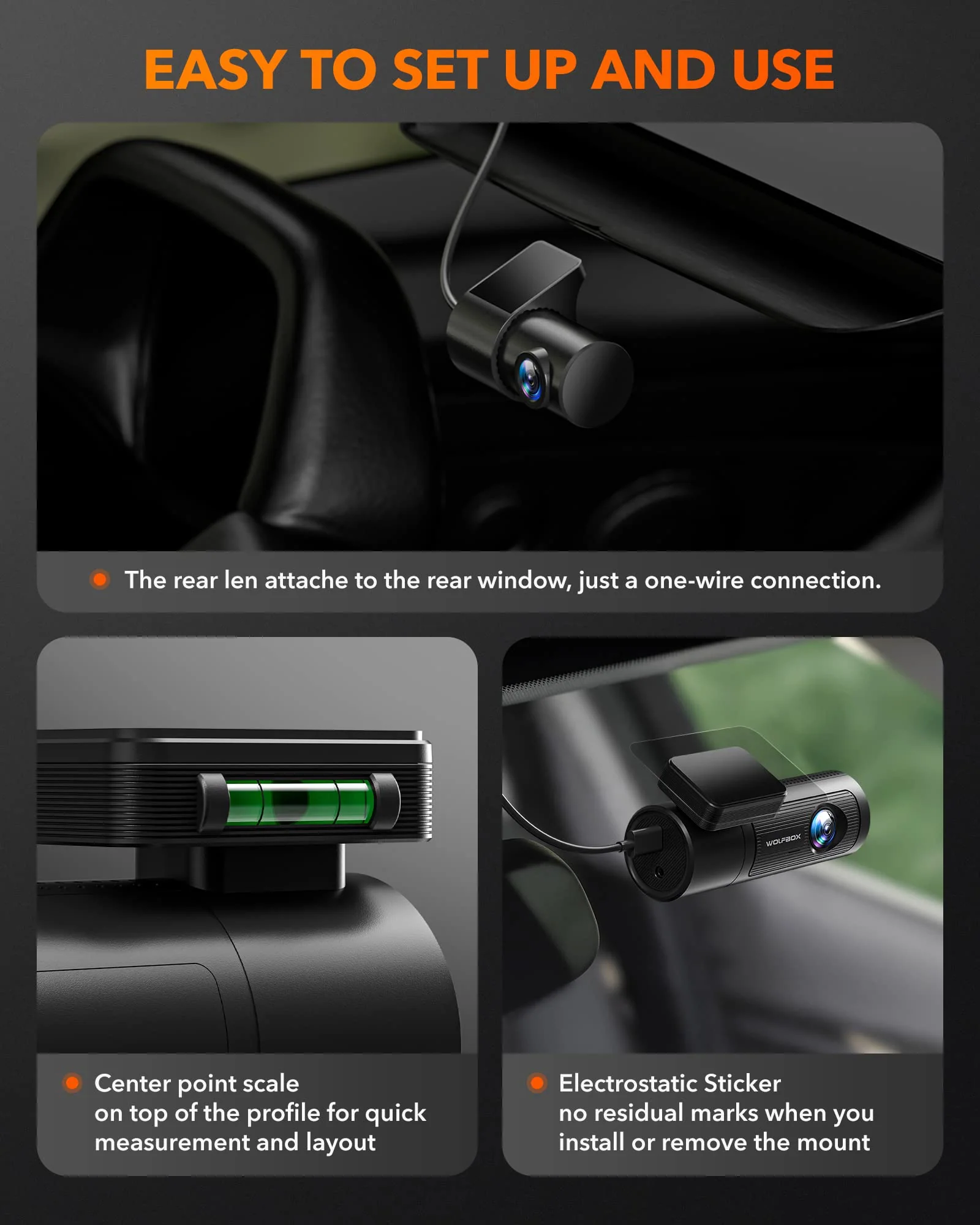 i05 | WOLFBOX Dash Cam Front and Rear, 4K Dash Cam with GPS WiFi UHD 2160P/1600P + 1080P - Image 4