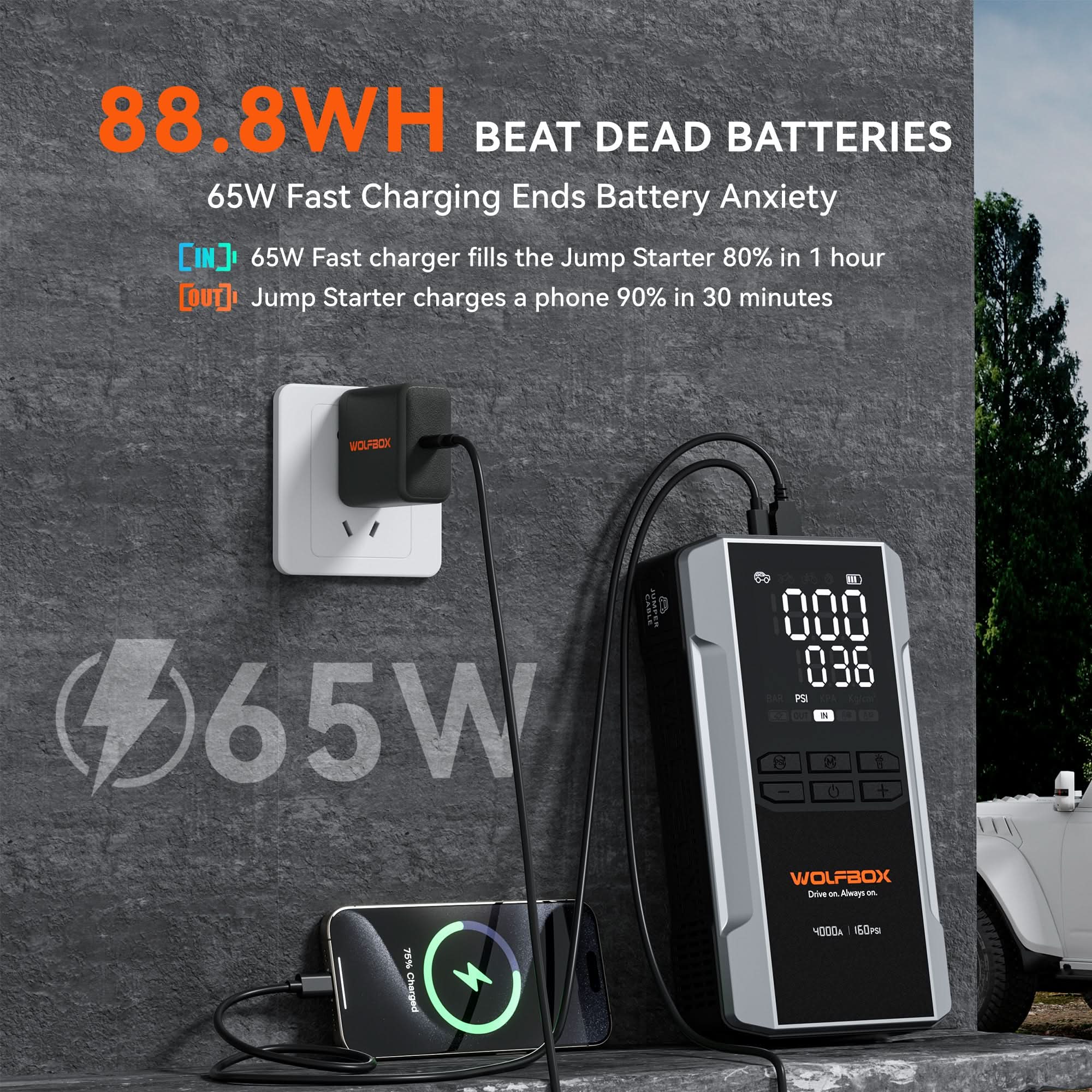Jump Starter with Air Compressor Tire Inflator | Wolfbox MegaVolt 24Air - Image 7