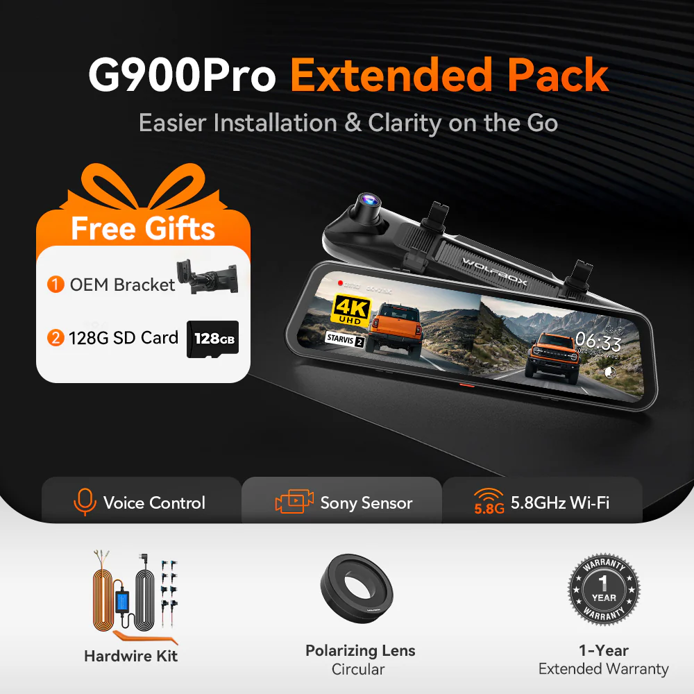 WOLFBOX G900Pro 12MP WiFi Touch Screen Smart Rear View Mirror Dash Cam RHD - Image 11