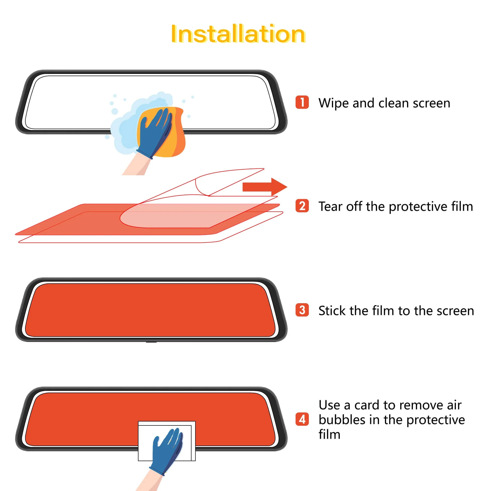 WOLFBOX 12inch Anti-Glare Film for G900PRO/G900Tripro Mirror Camera - Image 4