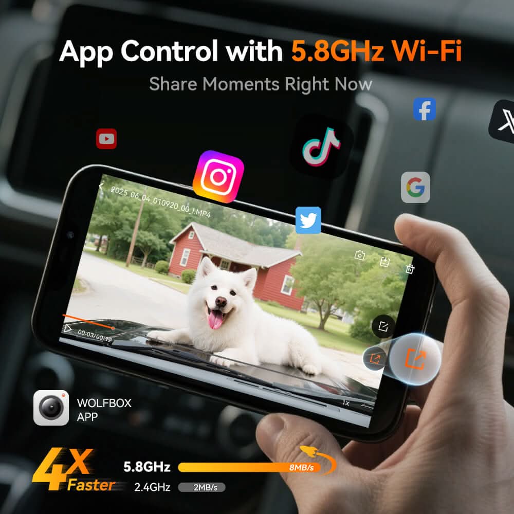 WOLFBOX G900Pro 12MP WiFi Touch Screen Rear View Mirror Dash Cam Smart Mirror RHD - Image 4