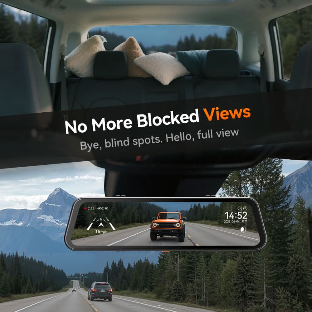 WOLFBOX G900Pro 12MP WiFi Touch Screen Rear View Mirror Dash Cam Smart Mirror RHD - Image 8